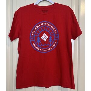 Columbia red Short Sleeve cotton logo‎ t-shirt sz M GUC